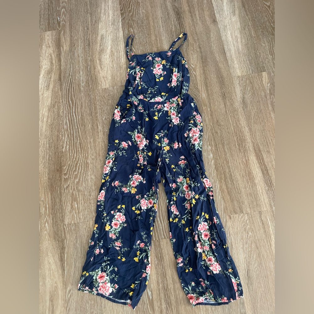 Old Navy Navy Floral Jumpsuit